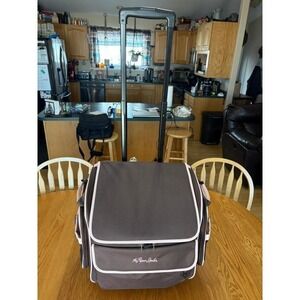 The Paper Studio Rolling Tote Brown & Pink Craft Organizer with Wheels  like new